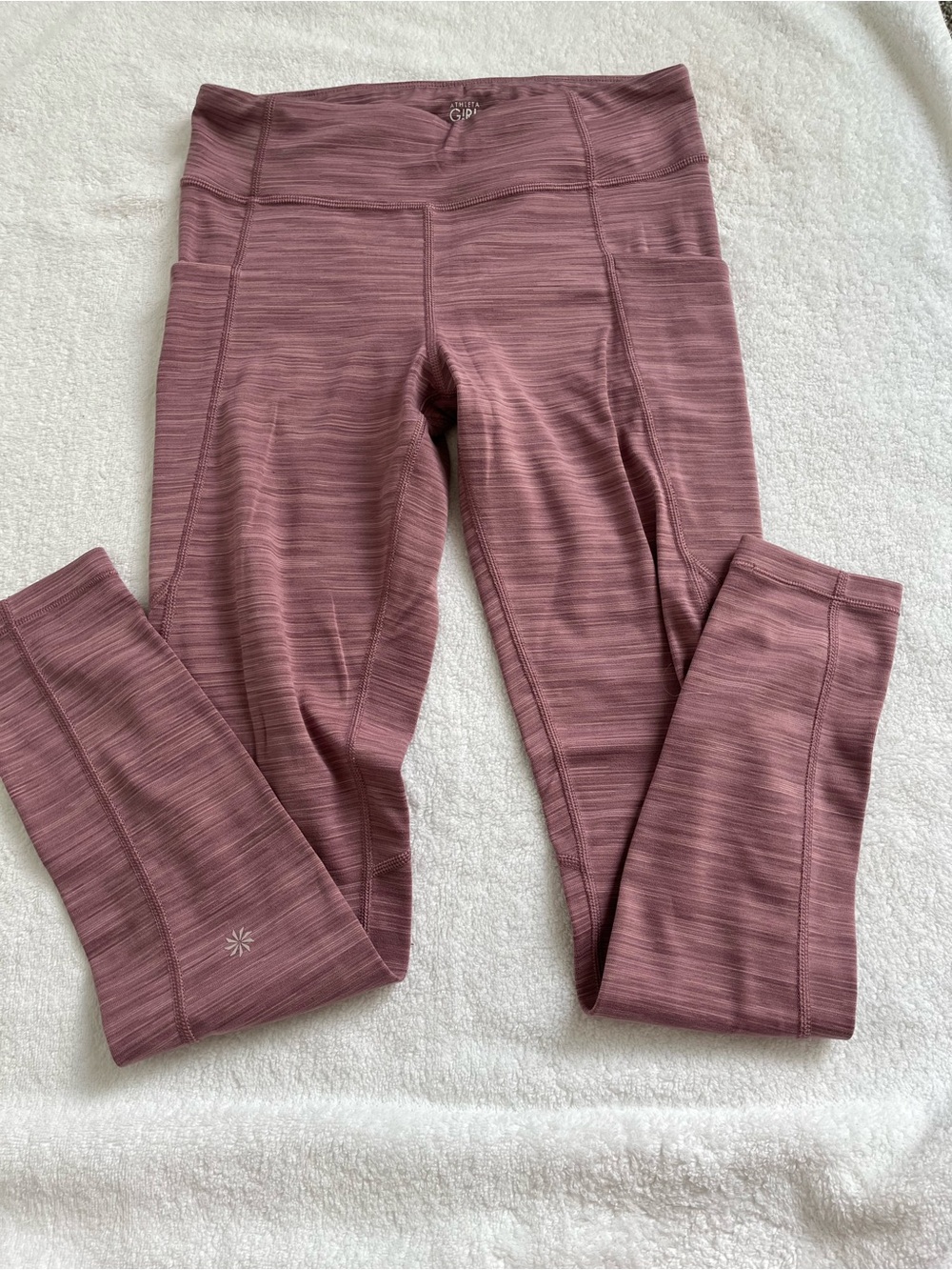 Athleta Girls' Mauve Space-Dyed Leggings with Side Pockets